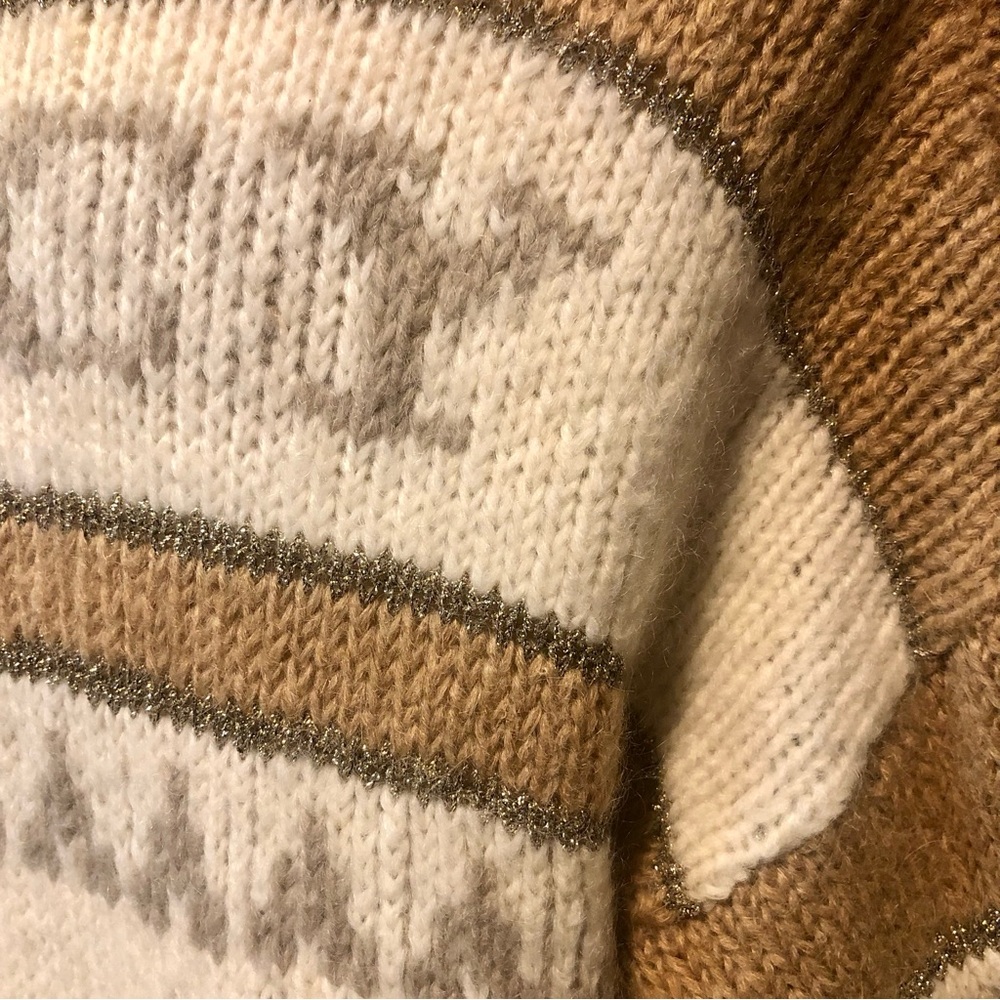 Juicy Couture Palm Trees Long Open Sweater Cardigan Mohair Wool Blend Cream Tan - Picture 4 of 6